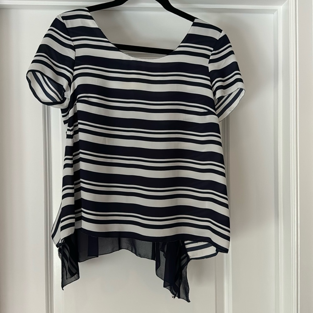 Navy white open back top - Maeve